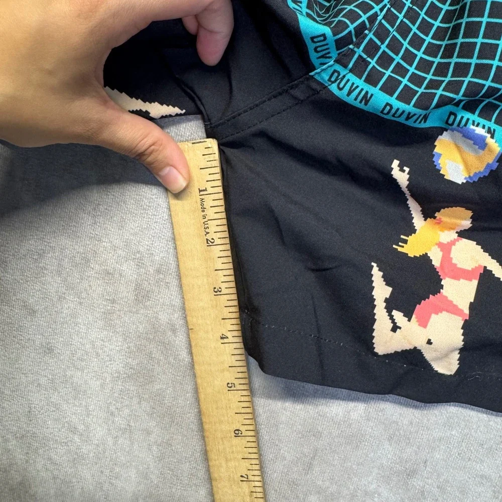 Duvin Design Co Mens Pixel Volleyball Swim Trunks Black Size M